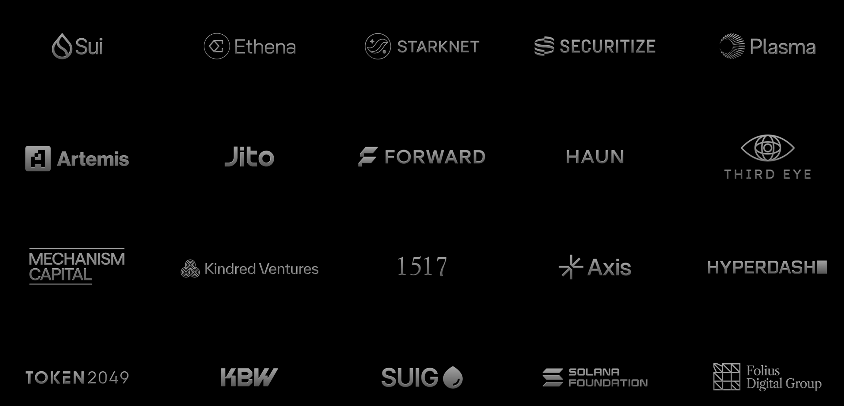 Selected Wonderstruck clients, including Sui, Ethena, Starknet, Securitize, Plasma, Artemis, Jito, and Solana Foundation.